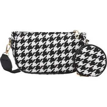 Kabelka Stylový plátěný set | Kabelka s peněženkou - Tisíce ptáků černá