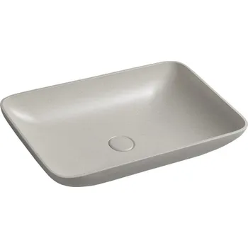 INFRANE betonové umyvadlo na desku, včetně výpusti, 57x37cm, bílý pískovec AR460