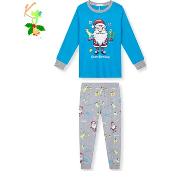 Chlapecké pyžamo Chlapecké pyžamo - KUGO MP3836, tmavě tyrkysová / šedé kalhoty Barva: Tyrkysová, Velikost: 116