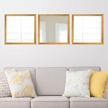 Zrcadlo ASIR Nástěnné zrcadlo ČTVERCOVÉ zlaté 24 x 24 cm 3ks