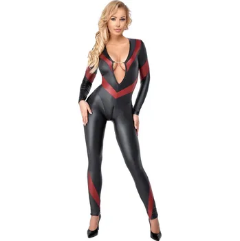 Cottelli Skin-tight Matte Look Jumpsuit 2730669 Black-Red Velikost S