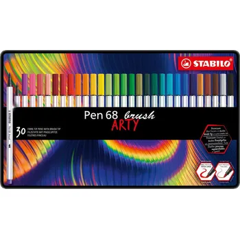 STABILO Pen 68 brush - ARTY - 30 ks sada v plechu