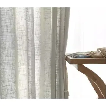 Záclona Moderní bavlněná dekorační záclona - světle šedá,100 x 200cm,Tunel