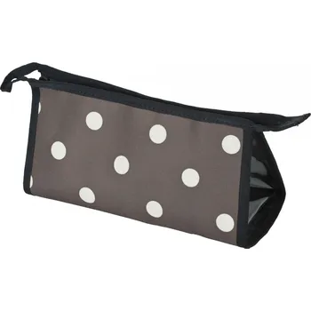 Kosmetická taška etue hnědá - bílá kolečka