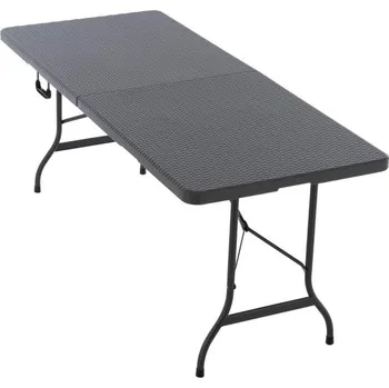 Zahradní stůl Přenosný venkovní stůl do pivního setu skládací, antracit- imitace ratanu, 180 cm