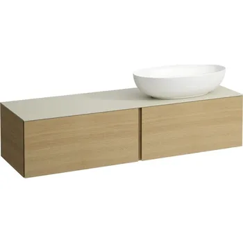 Umyvadlo Alessi One - zásuvkový element 1600, se 2 zásuvkami, s výřezem vpravo, top Calce Avorio vč. otvoru pro baterii, pro umyvadla H818975/6, H818977/8, světlý dub H4313560972501