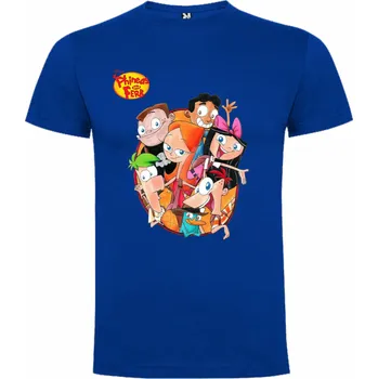 Tričko Phineas a Ferb se všemi postavami Barva: Středně modrá/Royal/Královsky modrá, Velikost: 134/140 - 9/10let