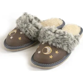 Dětská móda Dětské kožené papučky šedé 31