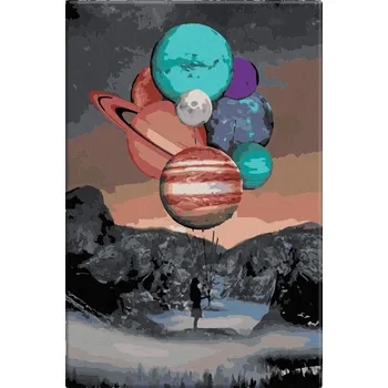 Dětské zboží Malování podle čísel - Planety - 40x60 cm, bez dřevěného rámu - CZ výroba