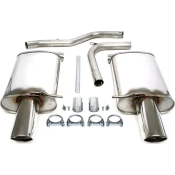 Autodíl TA Technix sportovní nerezový duplex výfuk Audi A4 cabrio (8H / B6 / B7, 2002-2009), 1x 100 mm kulatá rovná nerezová koncovka s pertlem pro obě strany