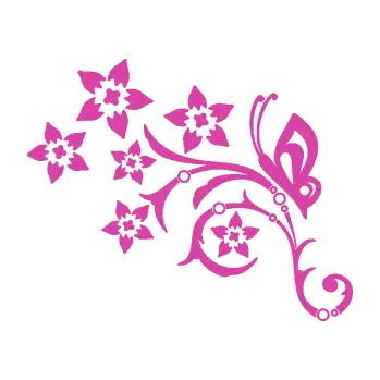 Samolepící dekorace Květina dekor 047 levá s motýlem (16 - růžová) SAMOLEPKA NA AUTO, NÁLEPKA, FÓLIE, POLEP, TUNING, VLASTNÍ TEXT, TISK, AUTOSAMOLEPKY.cz, POLEPY, OBRÁZEK, LOGO, 3D STICKERS