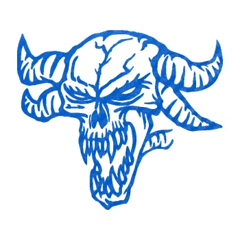 Samolepicí dekorace na vozidlo Démon 002 levá lebka dvojité rohy (57 - 3D karbon modrý) SAMOLEPKA NA AUTO, NÁLEPKA, FÓLIE, POLEP, TUNING, VLASTNÍ TEXT, TISK, AUTOSAMOLEPKY.cz, POLEPY, OBRÁZEK, LOGO, 3D STICKERS