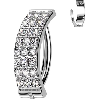 Piercing Šperky4U Piercing do pupíku TITAN, čiré zirkony - TIT1303-C