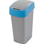 Odpadkový koš Curver FLIP BIN šedostříbrný s modrým víkem, 9l SL2211246X