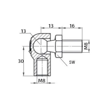 Příslušenství pro přívěs AL-KO Kulový kloub k plynové vzpěře M8x16 (c=30mm), pro závit M8