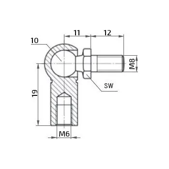 Auto-moto AL-KO Kulový kloub WG CS k plynové vzpěře M8x12 (c=19mm), pro závit M6
