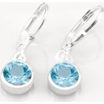 Náušnice Stříbrné náušnice (Ag 925/1000) s broušeným Sky Blue topazem QA, prům. cca 8 mm (TP4538U)