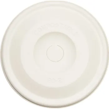 Jednorázové nádobí Víčko BIO z cukrové třtiny ploché-otvor na brčko na kelímek pap. 16oz 5.9043-1 - 1000 ks