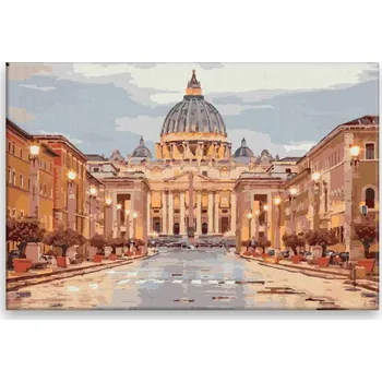 Malování podle čísel - Bazilika sv. Petra 02 - 60x40 cm, bez dřevěného rámu - CZ výroba