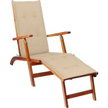 Zahradní lehátko Petrashop Zahradní křeslo s podnožkou a poduškou masivní akácie Béžová3064017