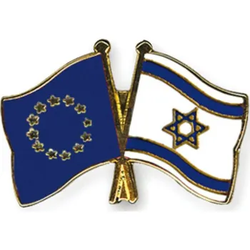 Odznak (pins) 22mm vlajka EU+Izrael - barevný