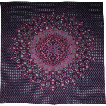 Přehoz na lůžko BOB Batik indický přehoz na postel Bubble Mandala fialová 220 x 200 cm bavlna. King size. Dvoulůžko.