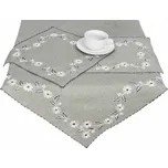 DekorTextil Celoroční vyšívaný ubrus - Květinový věnec - šedý ROZMĚR: 85 x 85 cm