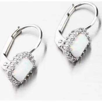 Náušnice Dámské náušnice bílé zlato 585 zirkon bílý opál a 118P-120870