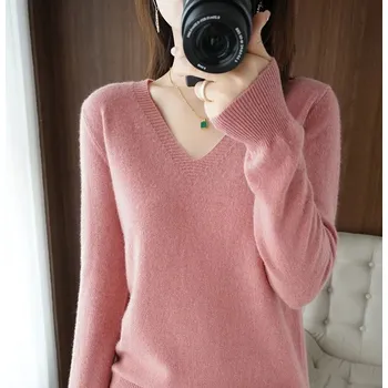 Dámský svetr Dámský měkoučký pullover s dlouhým rukávem Barva: Růžová, Velikost: XXL (67-75 kg)