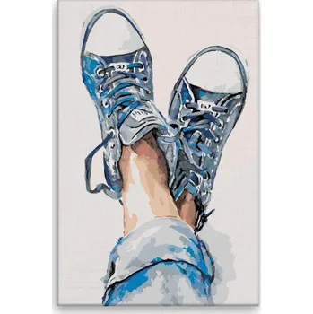 Dětské zboží Malování podle čísel - Modré tenisky - 40x60 cm, bez dřevěného rámu - CZ výroba