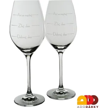 Sklenice Sklenice na víno Špatný den 360 ml sada 2 ks (Sada dvou sklenic s vtipným nápisem)