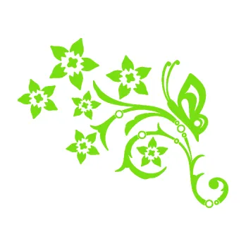 Samolepící dekorace Květina dekor 047 levá s motýlem (04 - zelená kawasaki) SAMOLEPKA NA AUTO, NÁLEPKA, FÓLIE, POLEP, TUNING, VLASTNÍ TEXT, TISK, AUTOSAMOLEPKY.cz, POLEPY, OBRÁZEK, LOGO, 3D STICKERS