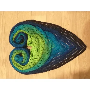 Háčkovaný šátek zelená-modrá