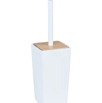 WC štětka BISK Erga Pure, toaletní WC kartáč na postavení, bílý matně-hnědý, ERG-08125