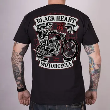 MOTORKÁŘSKÉ Tričko BLACK HEART SKELETON CHOPPER Barva: Černá, Velikost: 3Xl