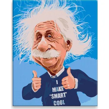 Malování podle čísel - Cool Albert Einstein - 40x50 cm, bez dřevěného rámu - CZ výroba