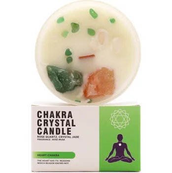 Svíčka Čakrová sójová Svíčka s Drahými Kameny - Srdeční Čakra