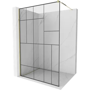 Mexen Kioto sprchová stěna Walk-in 80 x 200 cm, černý vzor 8 mm, zlatá - 800-080-101-50-78 Sprchové stěny