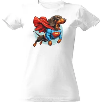 Dámské tričko Tričko s potiskem Jezevčík superman dámské