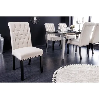 Jídelní židle Jídelní zámecká židle Bertissa s béžovým potahem na hnědých nožičkách 104cm