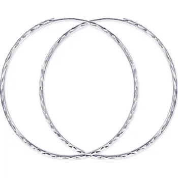 Náušnice GEMMAX Velké zlaté náušnice luxusní Kruhy - Ø 65 mm, diamantový brus, bílé zlato GLEWN-65-63501