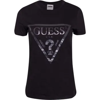 Dámské tričko GUESS DÁMSKÉ TRIČKO T-SHIRT ADELE SS CN TEE BLACK V2YI07K8HM0 JBLK Velikost: S