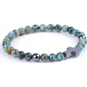 Náramek B-TOP Náramek z kamenných korálků Kříž