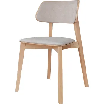 Jídelní židle Židle béžová čalouněná s dřevěnými nohami CL03 Como