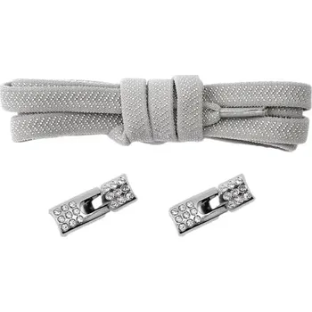 Tkaničky do bot Elastické tkaničky do bot široké se zacvakávací štrasovou sponou, jeden pár - Světle šedé, 100 cm