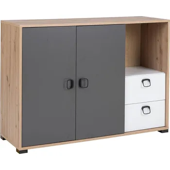 Komoda KEVIN | komoda 6 | 120 cm | dub artisan/grafit/bílá