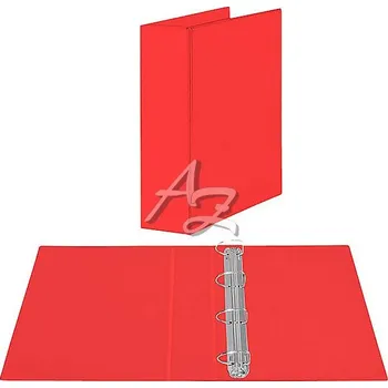 pořadač 4kroužek A4/85mm, PVC, potažený fólií, Červený