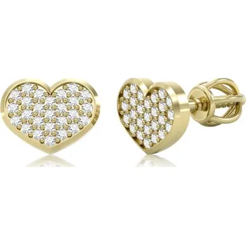 Náušnice Couple, Srdcové pecky Dila, žluté zlato se zirkony, 6630415-0-0-1