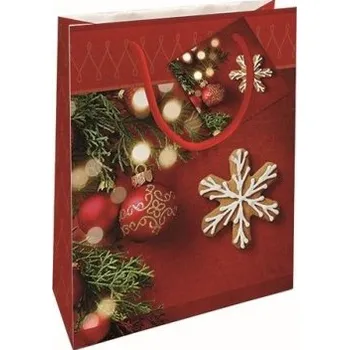 Dárková taška Nekupto Vánoční dárková taška malá Perníčky a baňky
