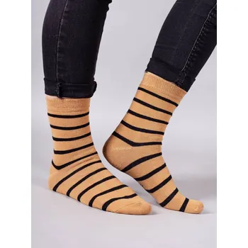 Ponožky YO SKF0013C TEPLÉ froté termo béžové proužkované velikosti ponožek: 18-20 ( EUR vel. 27-30)